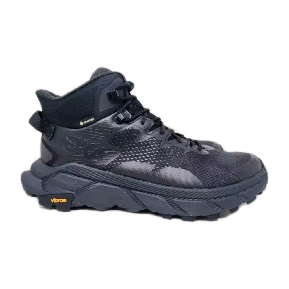 Men's Size 7.5 D Hoka Trail Code GTX Black Raven Waterproof Hiking Shoes 1123165